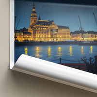 Szczecin Poster - Poland Travel Print - Illuminated Cityscape River Home Decor