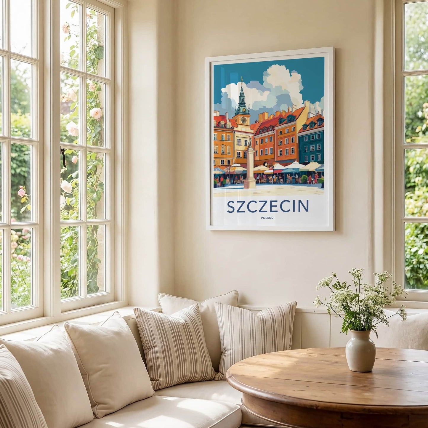 Szczecin Poster - Poland Travel Print - Vibrant Old Square Framed Decor