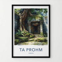 Ta Prohm Poster - Cambodia Travel Art - Giant Tree Entrance Home Decor