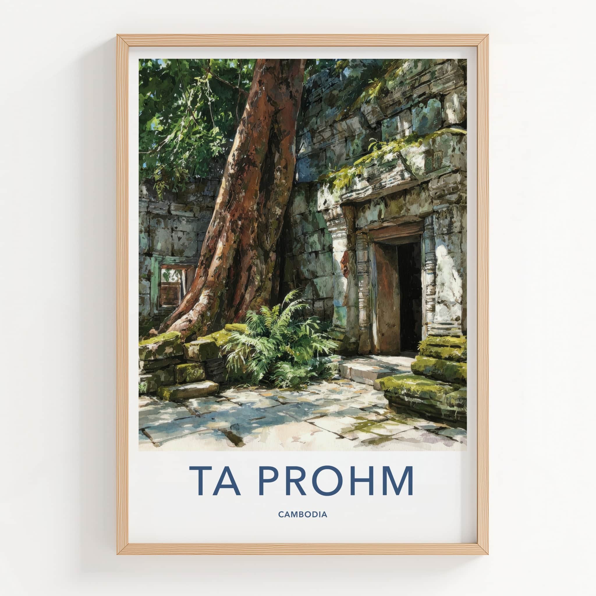 Ta Prohm Poster - Cambodia Travel Art - Temple Tree Entrance Home Decor