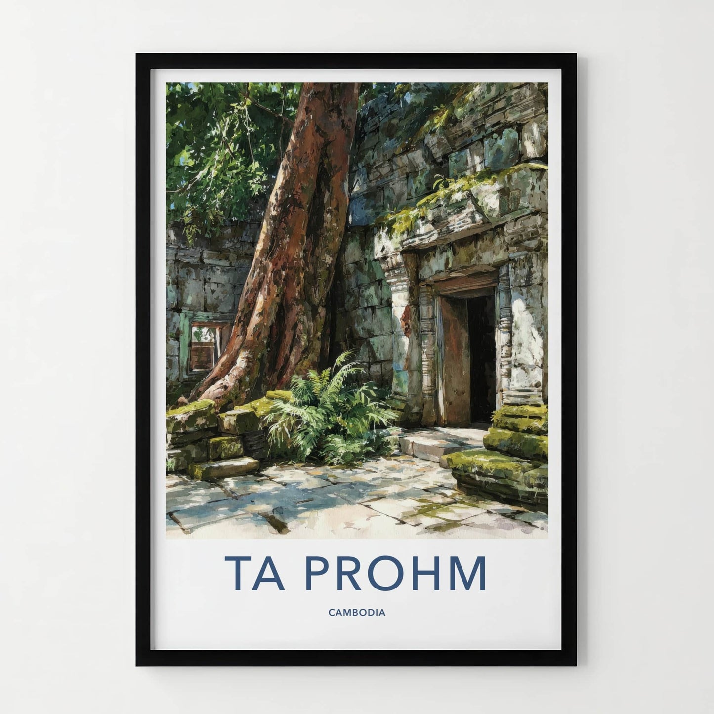 Ta Prohm Poster - Cambodia Travel Art - Temple Tree Entrance Home Decor