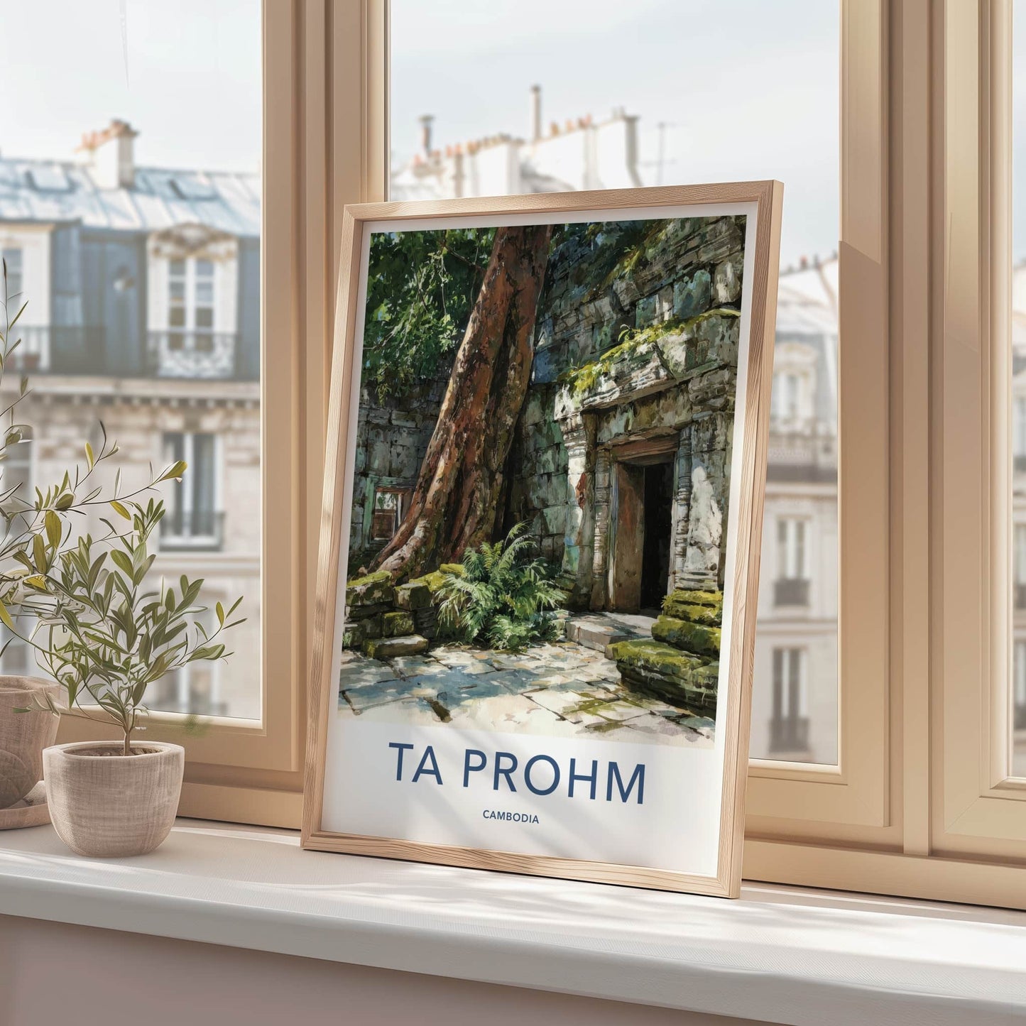 Ta Prohm Poster - Cambodia Travel Art - Temple Tree Entrance Home Decor