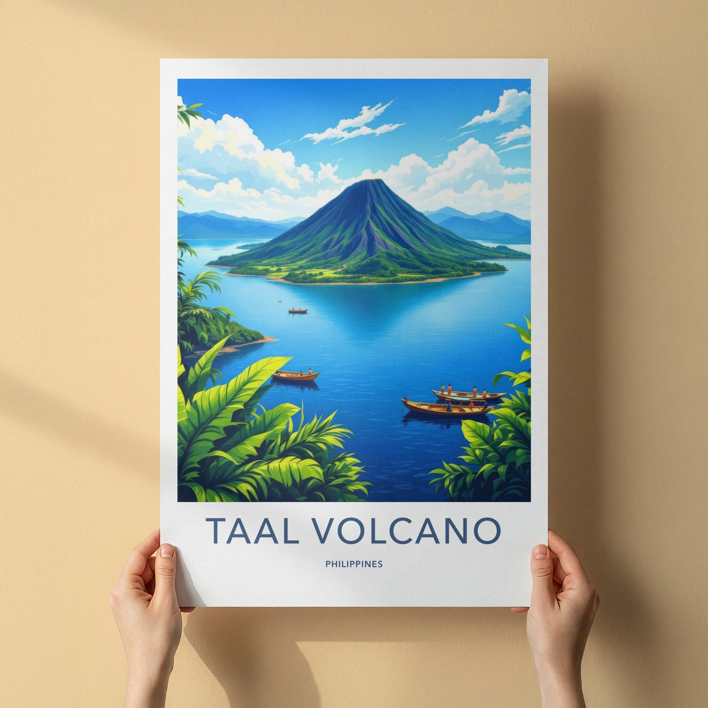 Taal Volcano Poster - Philippines Travel Art - Volcanic Island Lake Home Decor