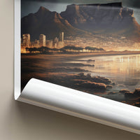 Table Mountain Poster - South Africa Travel Art - Starry Night City Home Decor