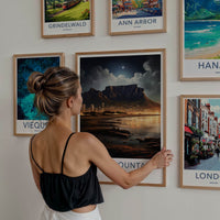 Table Mountain Poster - South Africa Travel Art - Starry Night City Home Decor