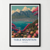 Table Mountain Poster - South Africa Vibrant Cityscape Framed Art