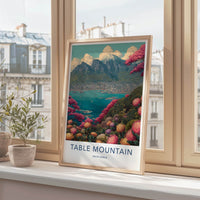 Table Mountain Poster - South Africa Vibrant Cityscape Framed Art
