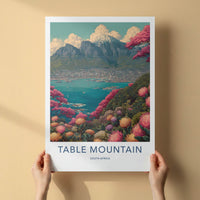 Table Mountain Poster - South Africa Vibrant Cityscape Framed Art