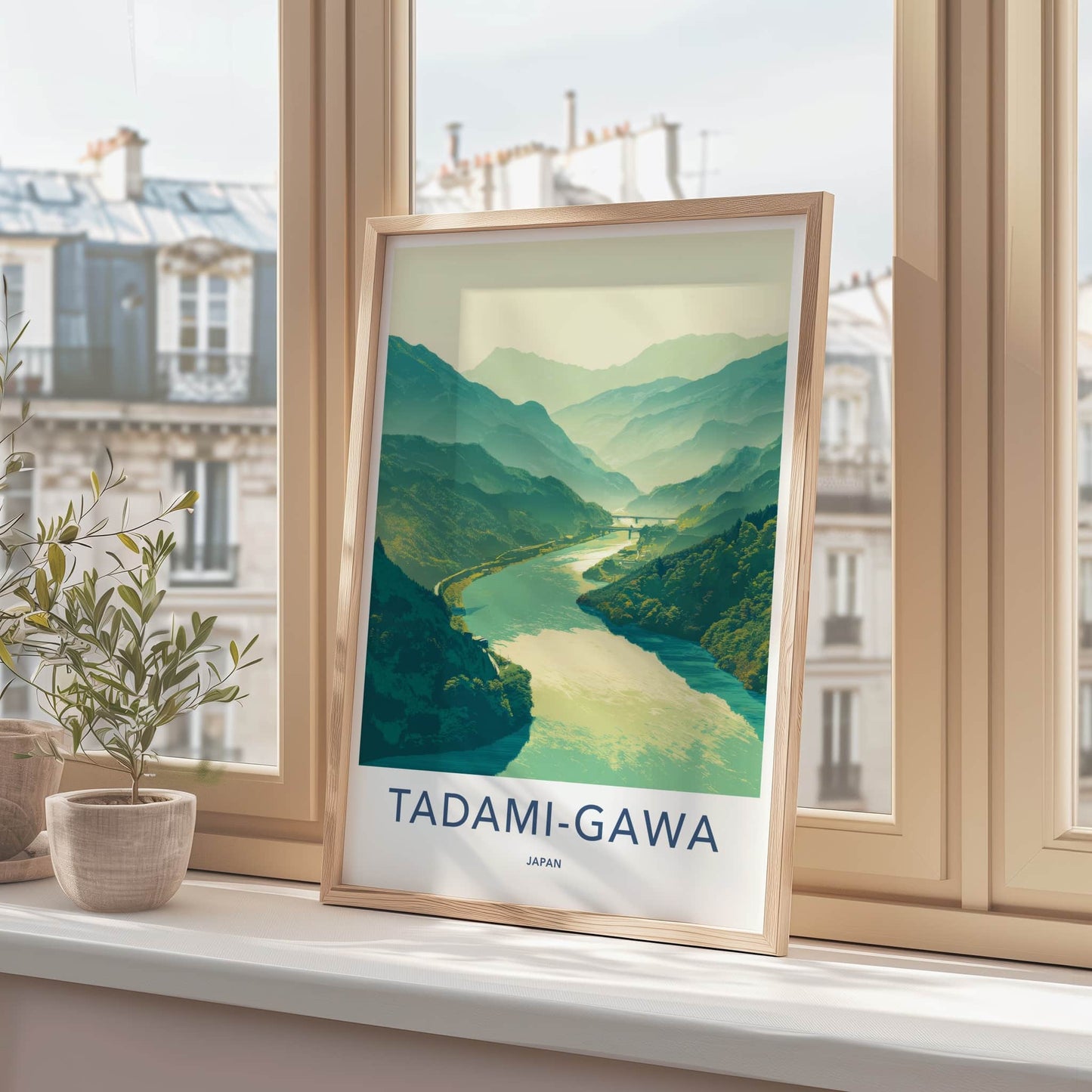 Tadami-Gawa Poster - Japan Art Print - River Valley Bridge Home Decor
