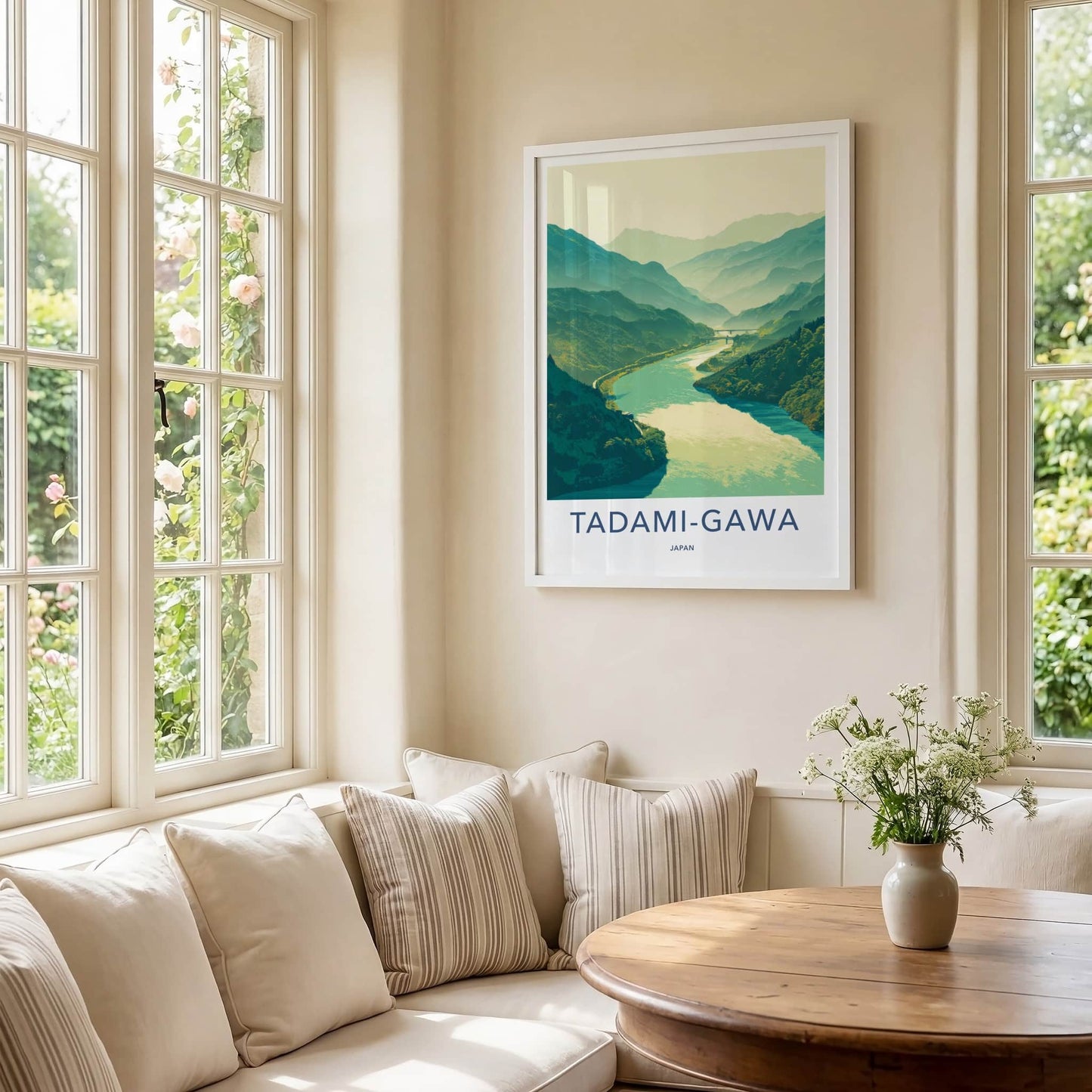 Tadami-Gawa Poster - Japan Art Print - River Valley Bridge Home Decor