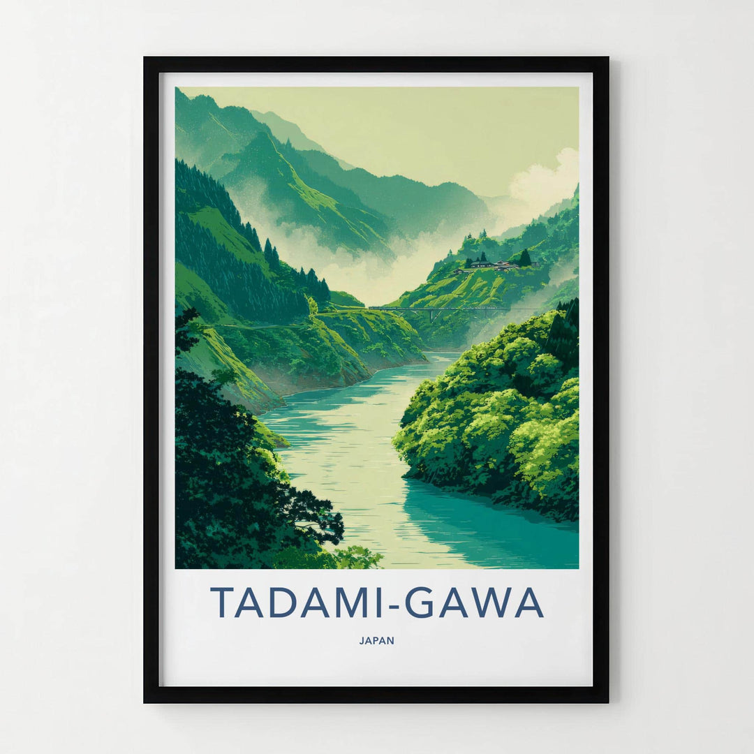 Tadami-Gawa Poster - Japan Travel Art - Lush River Valley Home Decor