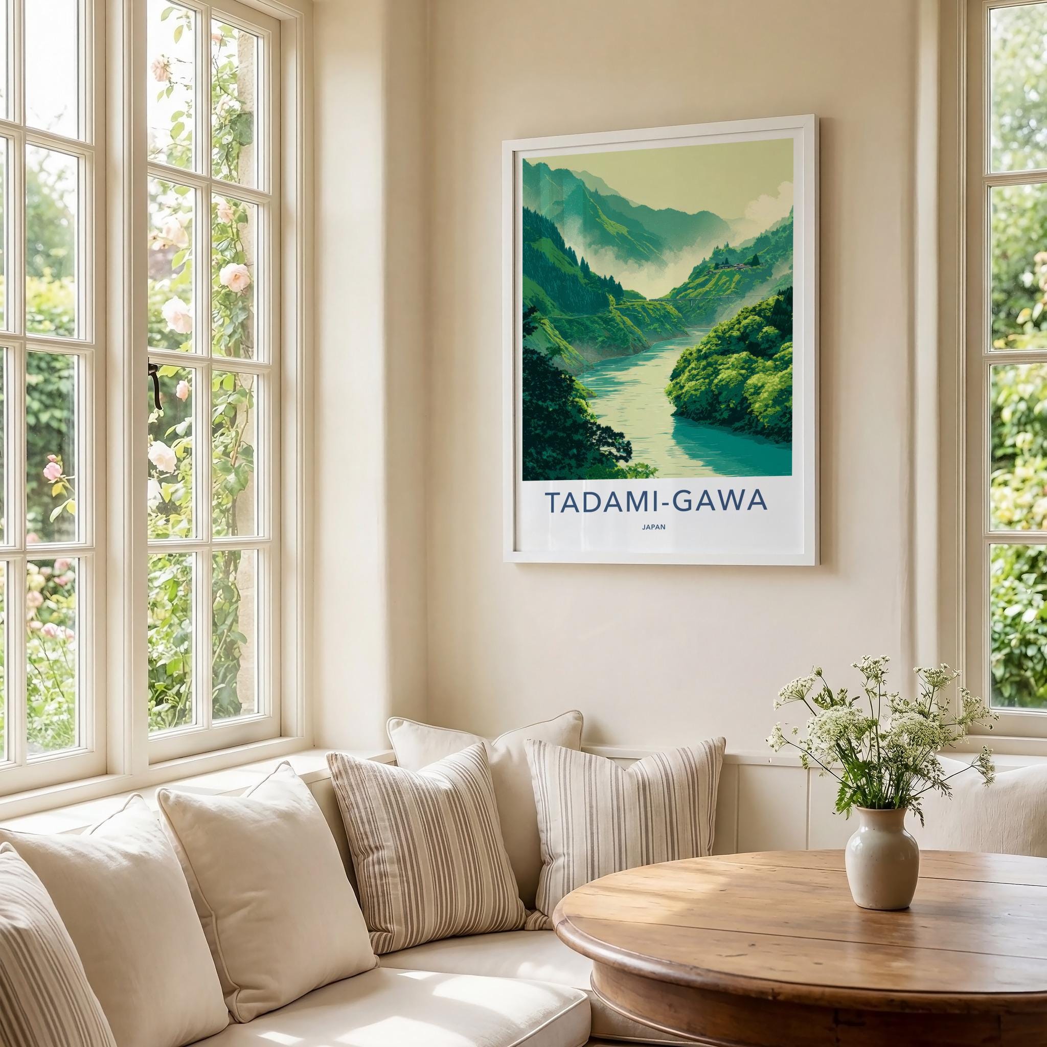 Tadami-Gawa Poster - Japan Travel Art - Lush River Valley Home Decor