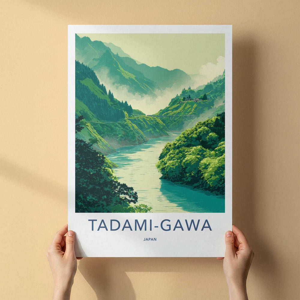Tadami-Gawa Poster - Japan Travel Art - Lush River Valley Home Decor