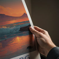 Tafelberg Poster - South Africa Mountain Ocean Proteas Wall Art