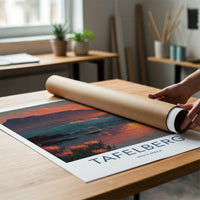 Tafelberg Poster - South Africa Mountain Ocean Proteas Wall Art