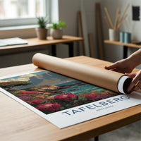 Tafelberg Poster - South Africa Travel Art - Coastal Protea Bloom Wall Decor
