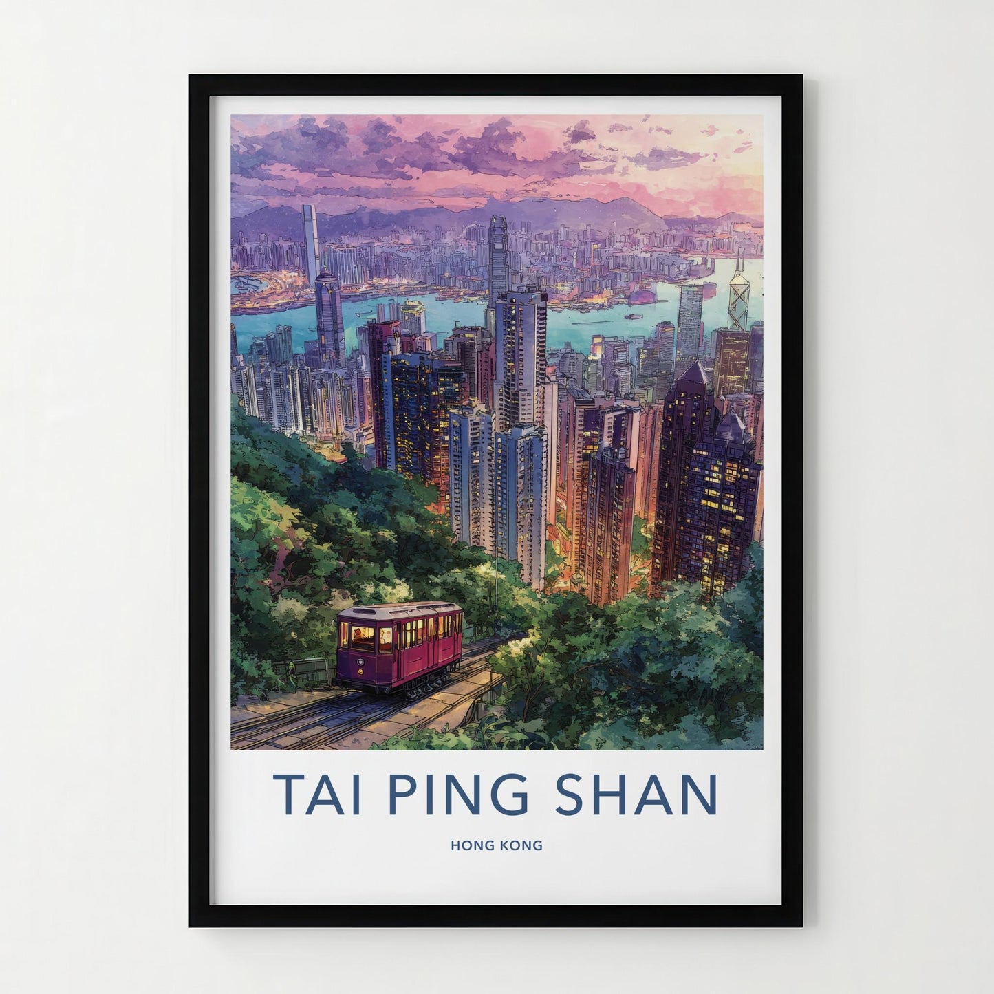 Tai Ping Shan Poster - Hong Kong Travel Art - Vibrant Peak Tram Home Decor