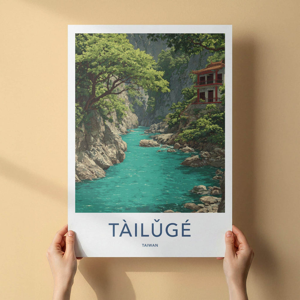 Tailuge Poster - Taiwan Travel Art - Teal River Gorge Home Decor