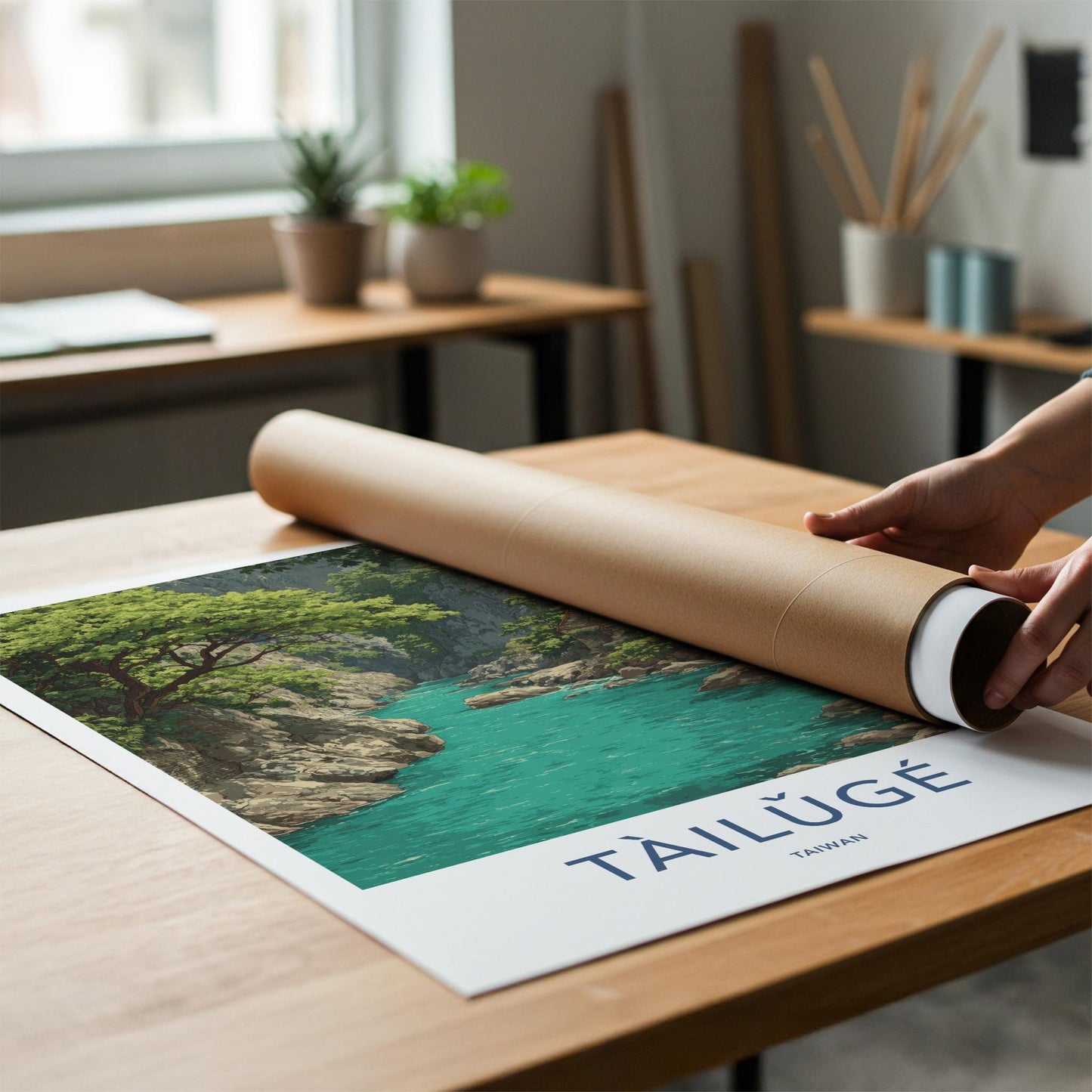 Tailuge Poster - Taiwan Travel Art - Teal River Gorge Home Decor
