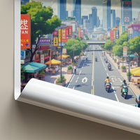 Taipei Poster - Taiwan Travel Art - Bustling Cityscape View Home Decor