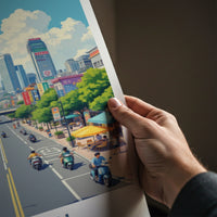 Taipei Poster - Taiwan Travel Art - Bustling Cityscape View Home Decor