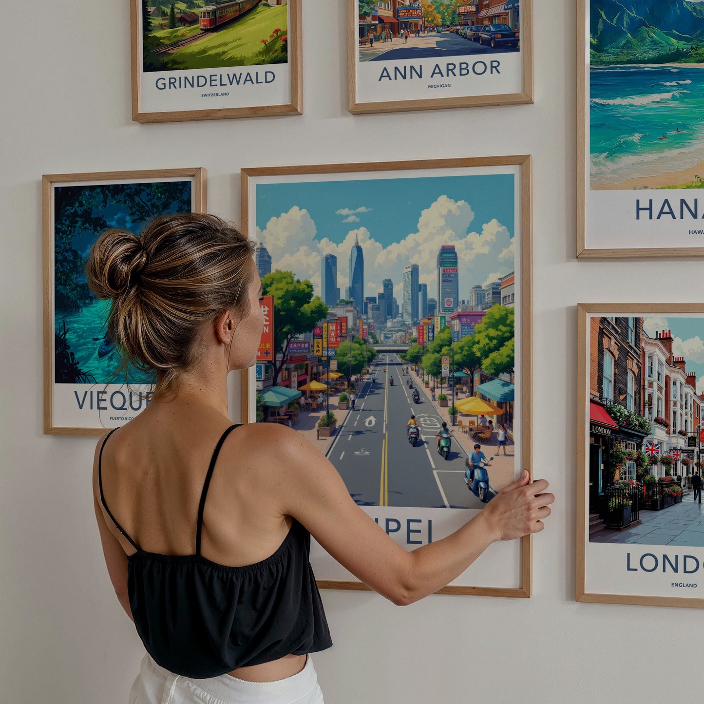 Taipei Poster - Taiwan Travel Art - Bustling Cityscape View Home Decor