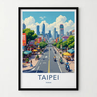 Taipei Poster - Taiwan Travel Art - Bustling Cityscape View Home Decor
