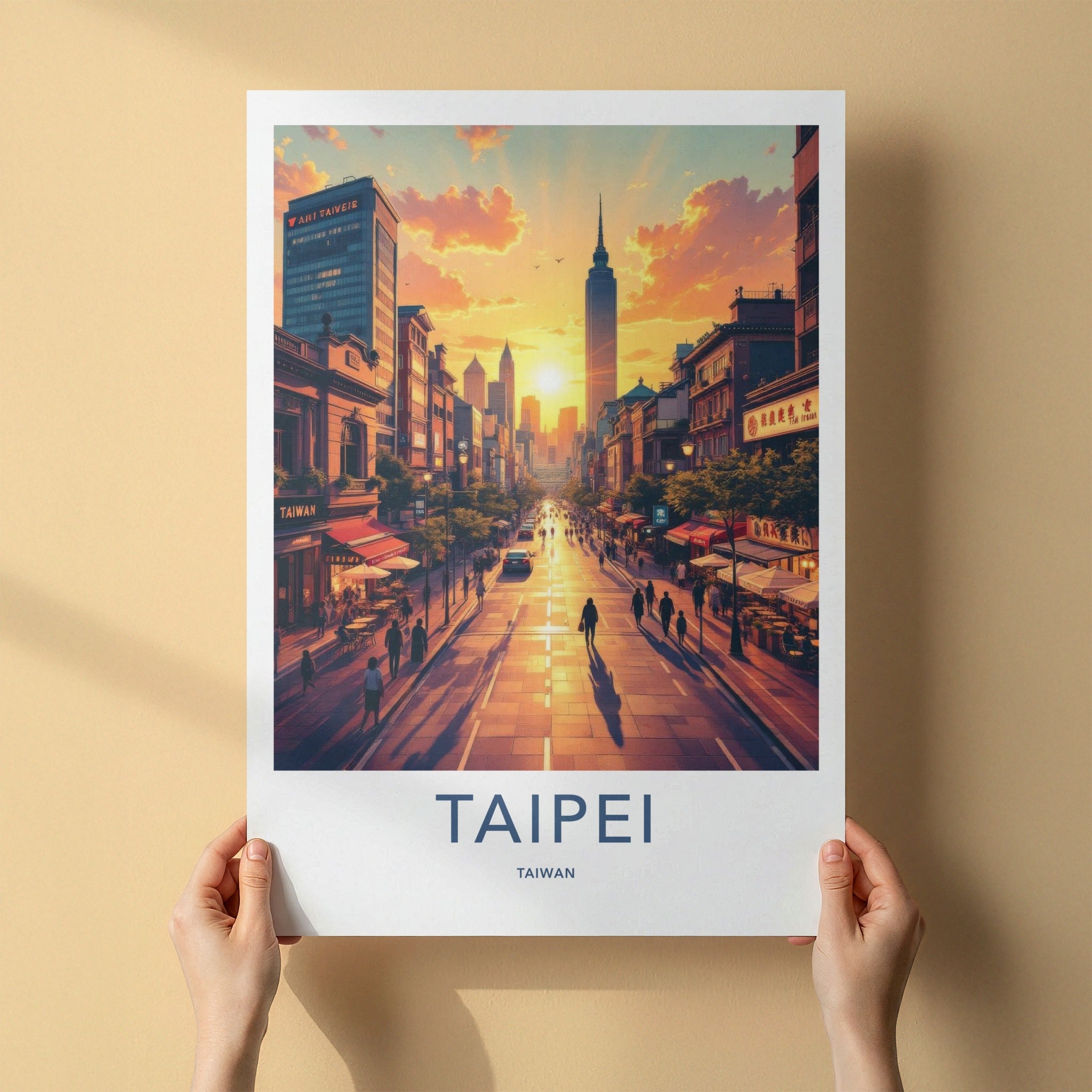 Taipei Poster - Taiwan Travel Art - Golden hour cityscape Home Decor