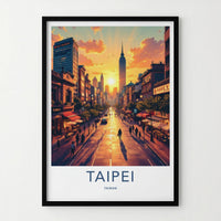 Taipei Poster - Taiwan Travel Art - Golden hour cityscape Home Decor