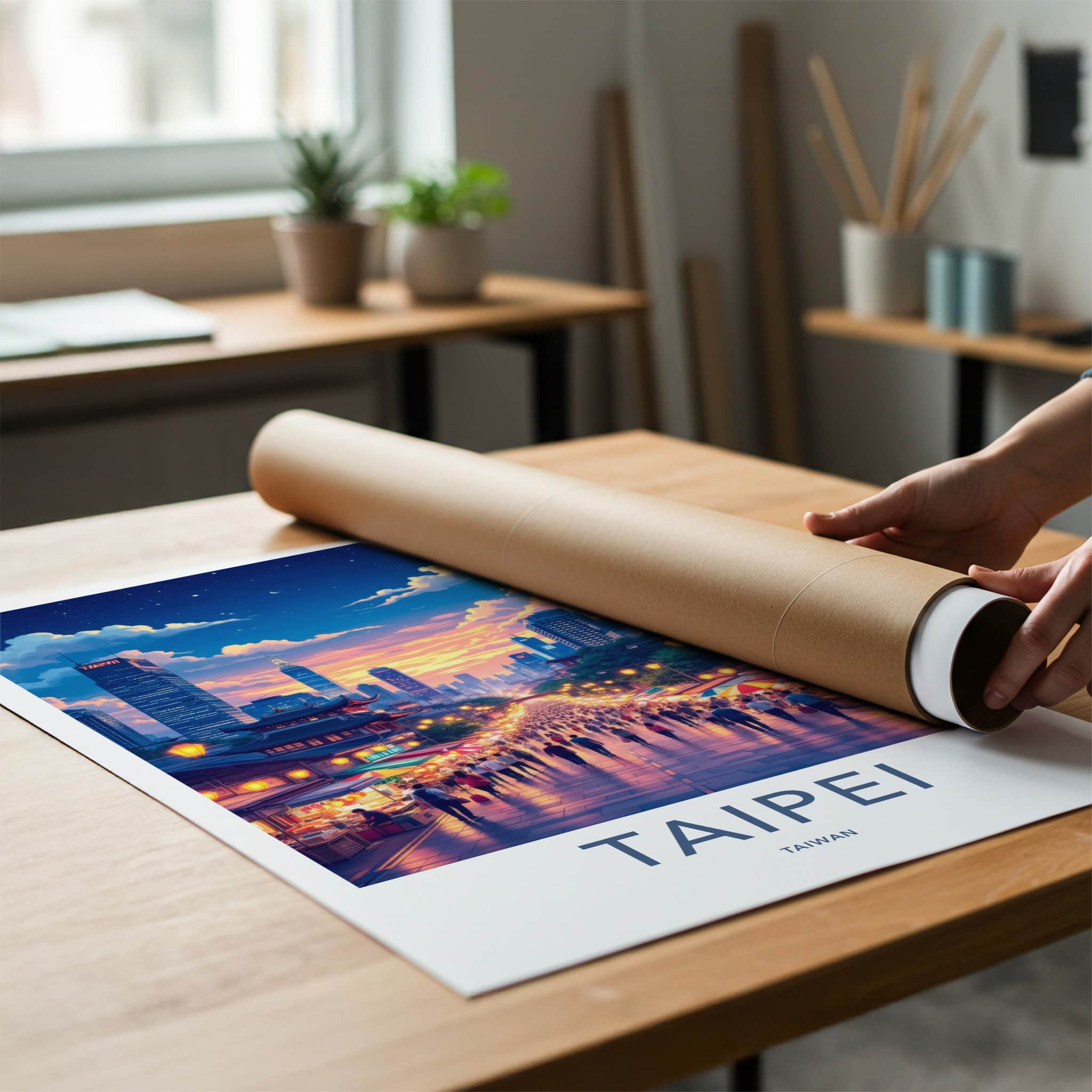 Taipei Poster - Taiwan Travel Art - Vibrant City Night Home Decor