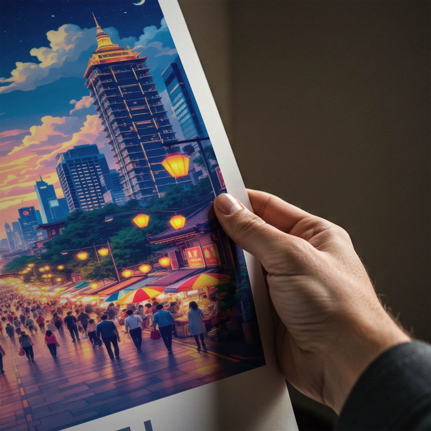 Taipei Poster - Taiwan Travel Art - Vibrant City Night Home Decor