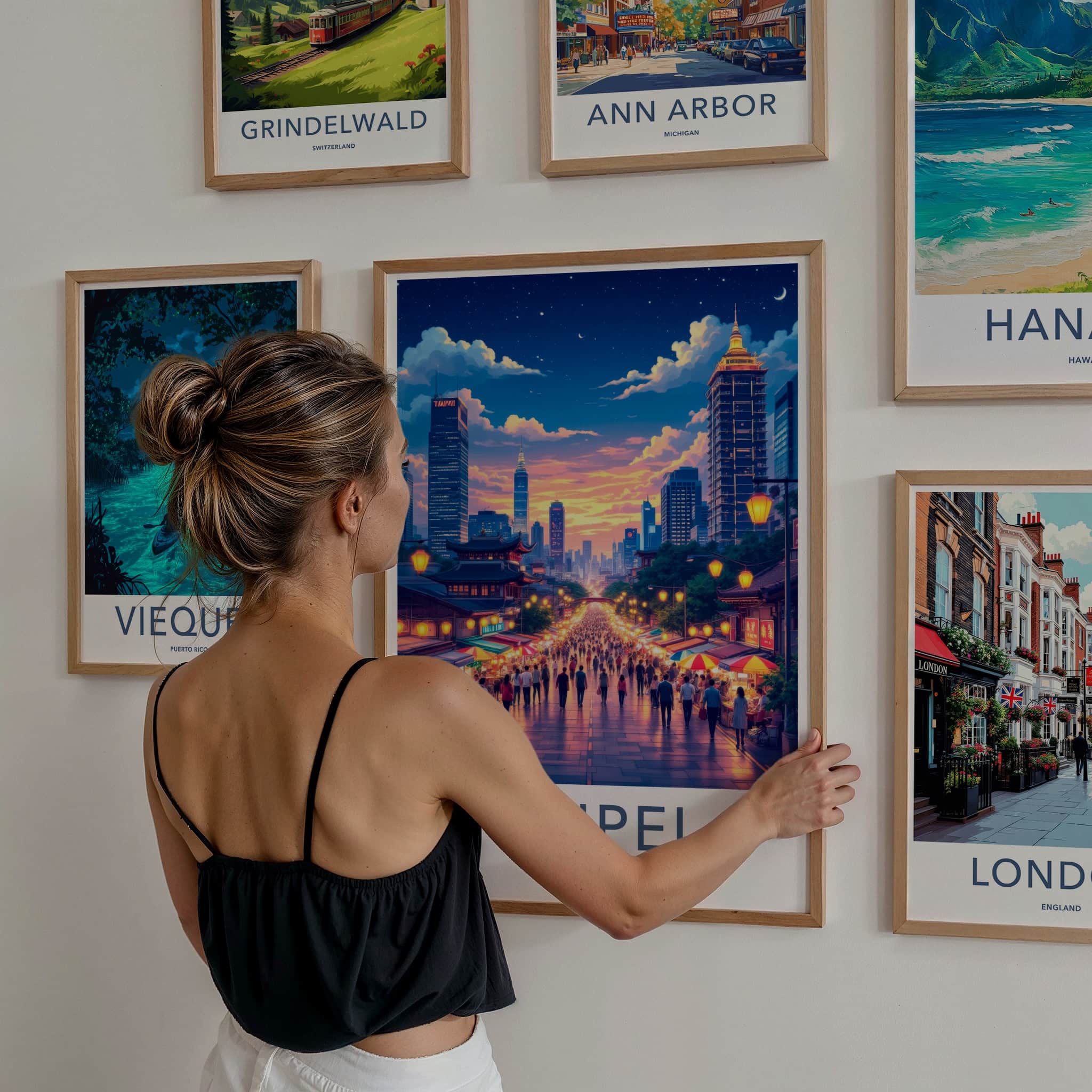 Taipei Poster - Taiwan Travel Art - Vibrant City Night Home Decor