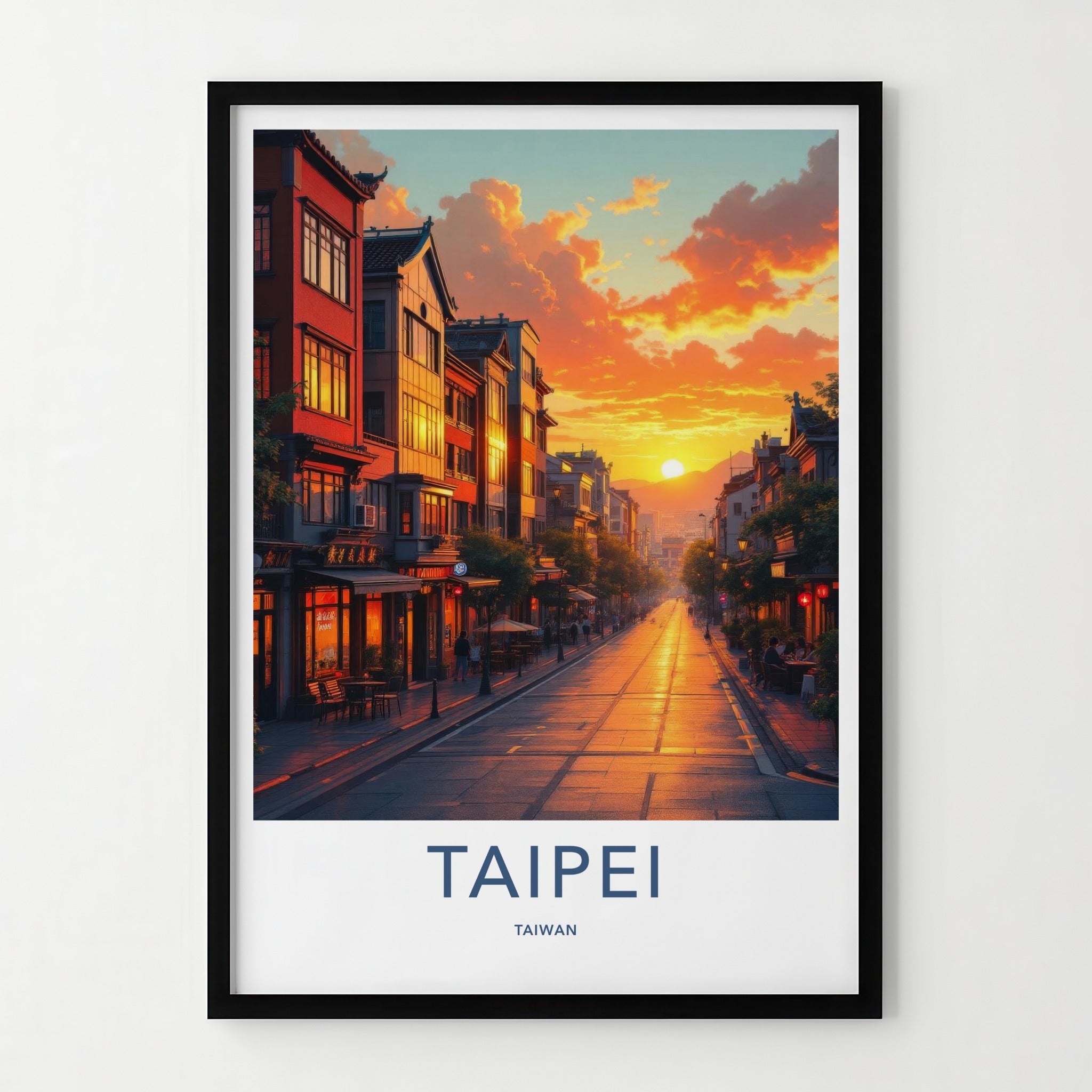 Taipei Poster - Taiwan Travel Art - Vibrant City Sunset Home Decor