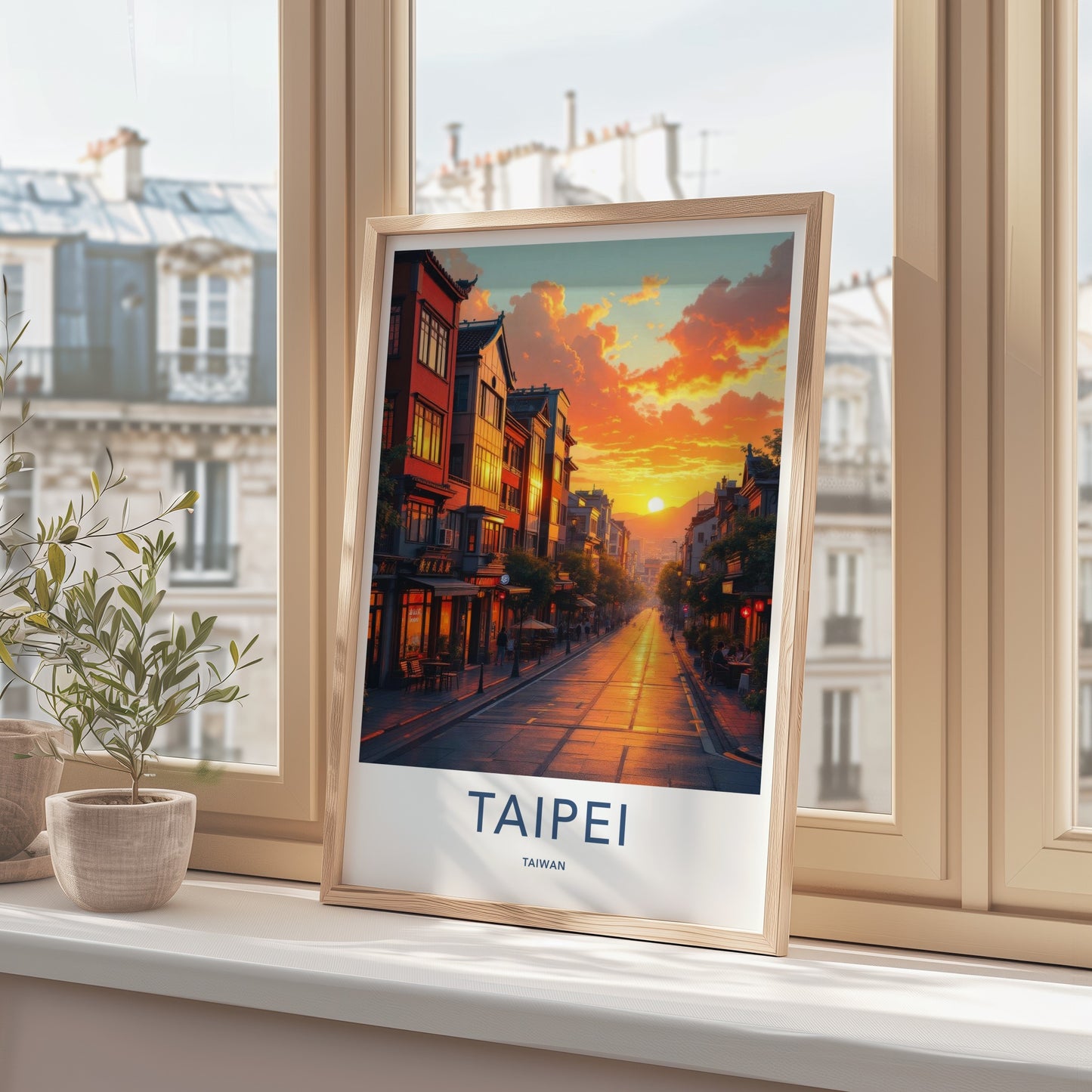 Taipei Poster - Taiwan Travel Art - Vibrant City Sunset Home Decor