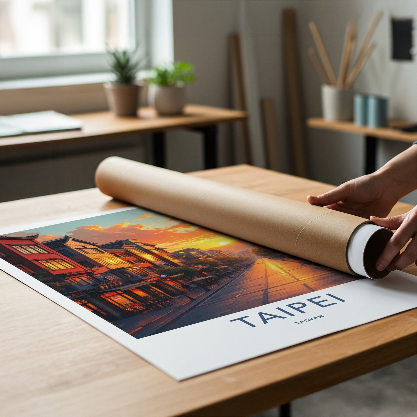 Taipei Poster - Taiwan Travel Art - Vibrant City Sunset Home Decor