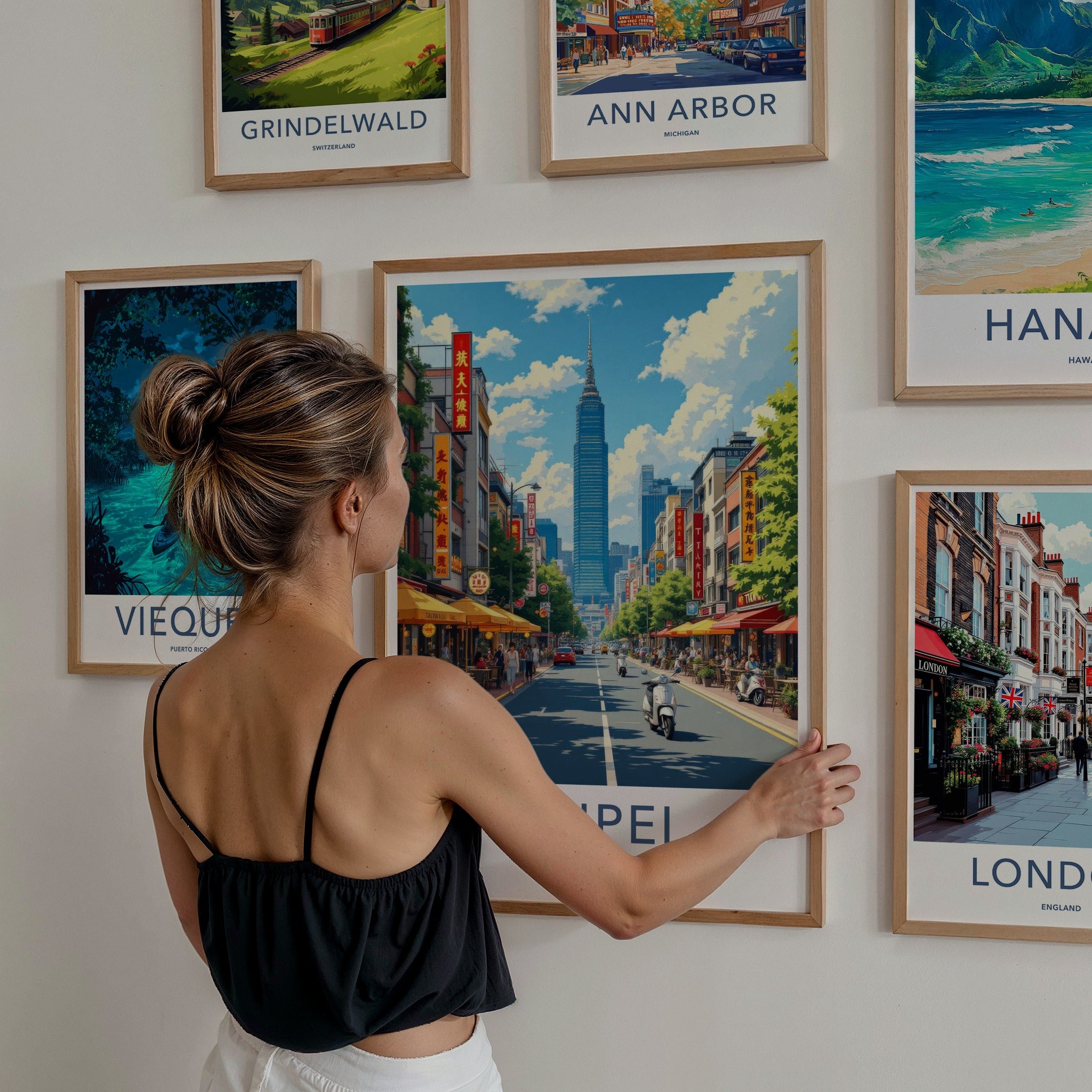 Taipei Poster - Taiwan Travel Art - Vibrant Urban Scene Home Decor