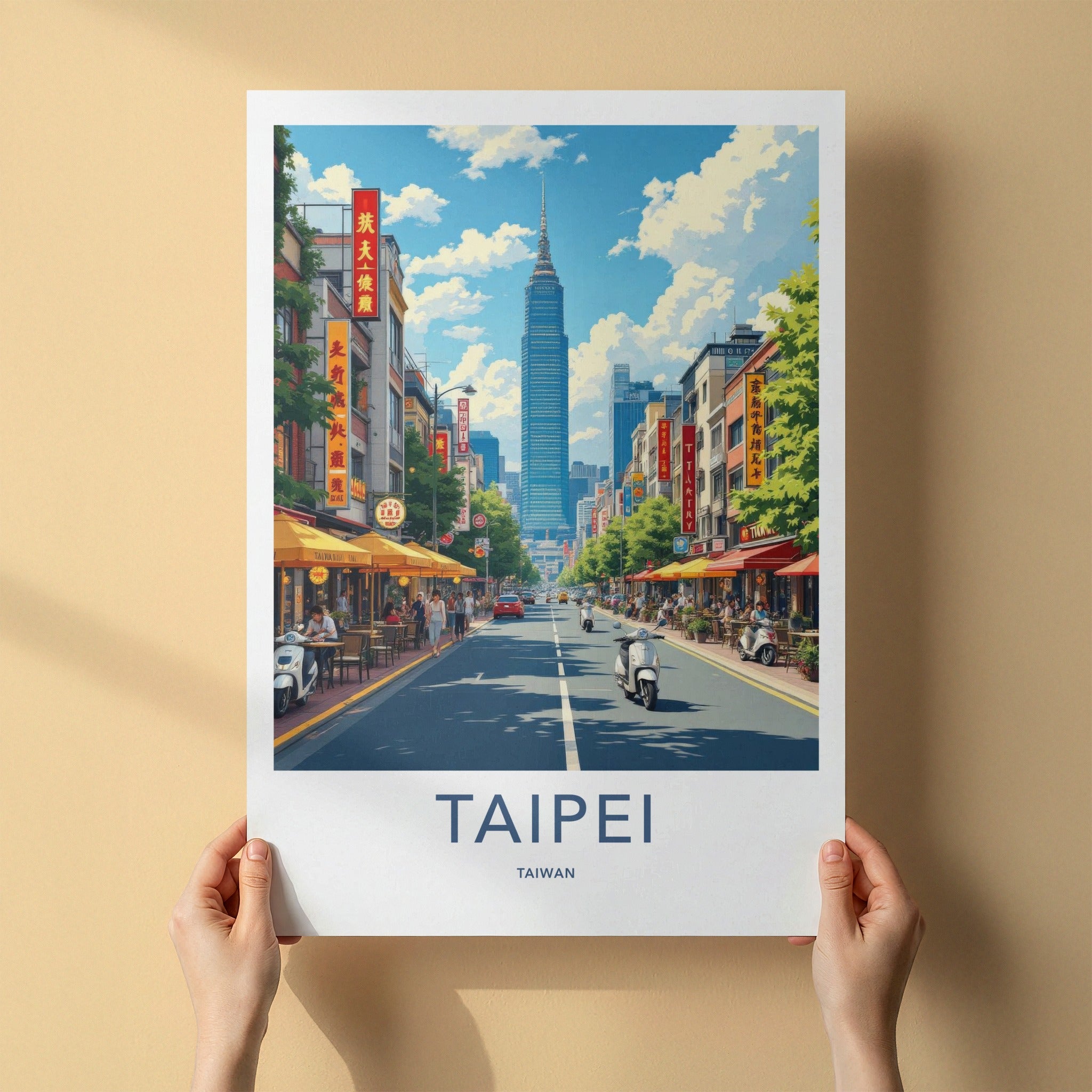Taipei Poster - Taiwan Travel Art - Vibrant Urban Scene Home Decor