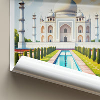 Taj Mahal Poster - India Illuminated Marble Structure Travel Print