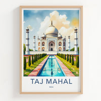Taj Mahal Poster - India Illuminated Marble Structure Travel Print