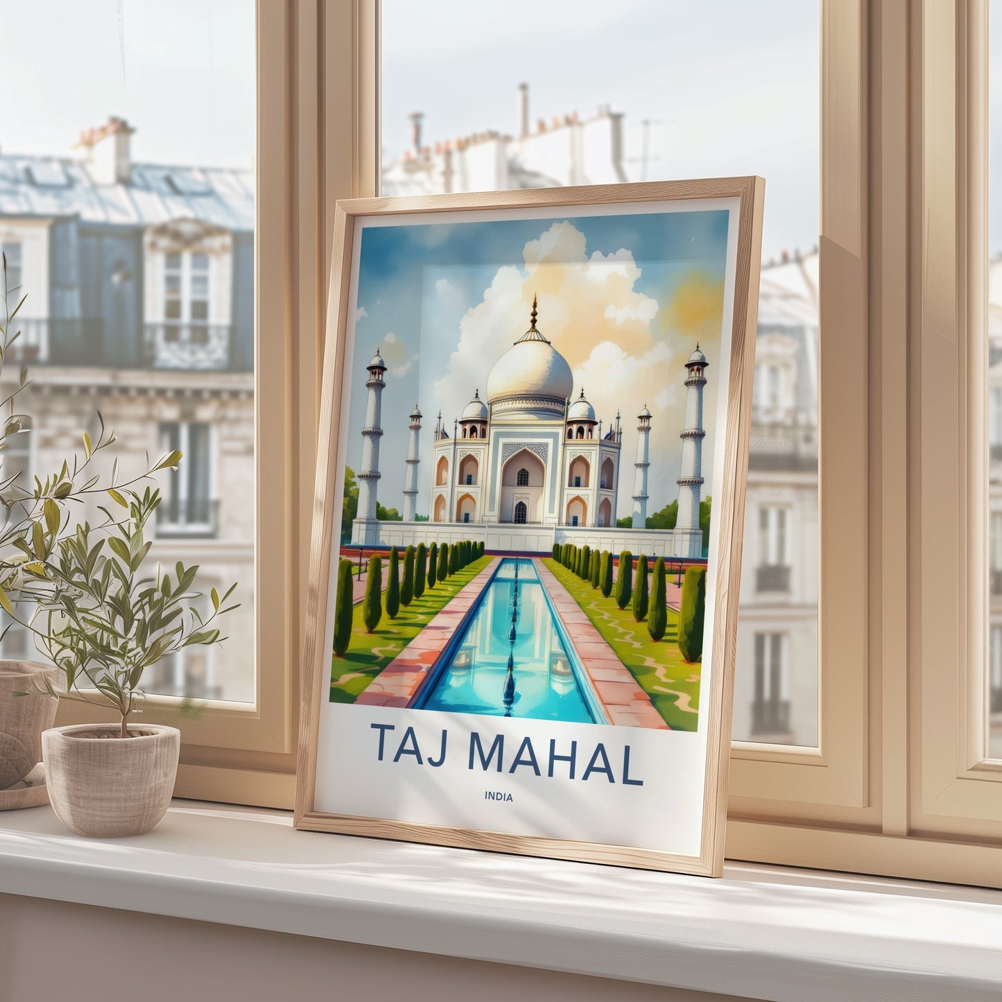 Taj Mahal Poster - India Illuminated Marble Structure Travel Print