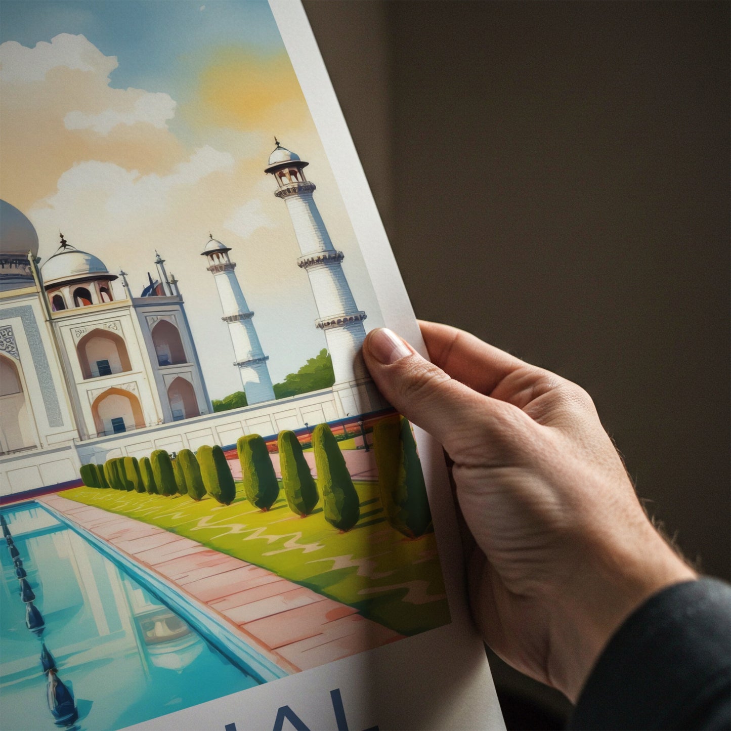 Taj Mahal Poster - India Illuminated Marble Structure Travel Print