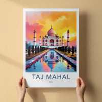 Taj Mahal Poster - India Sunset Palace Reflection Fine Art