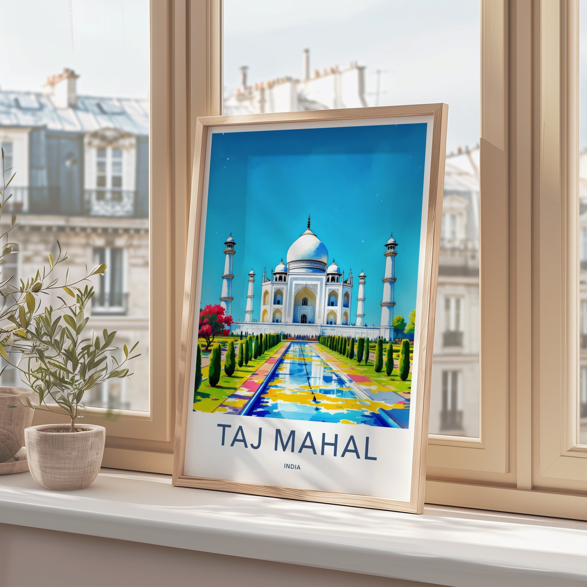Taj Mahal Poster - India Uttar Pradesh Majestic Mausoleum Fine Art Home Decor