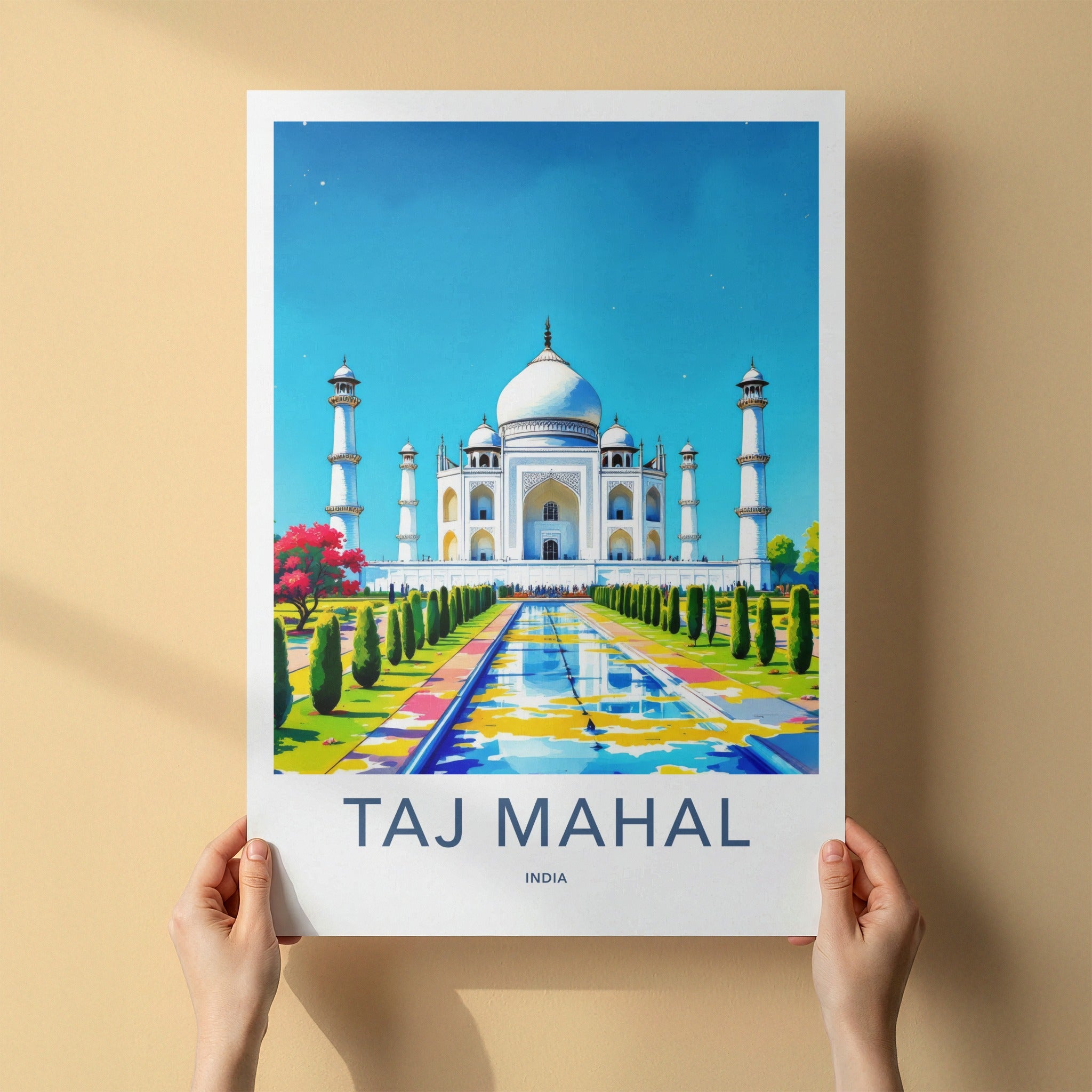 Taj Mahal Poster - India Uttar Pradesh Majestic Mausoleum Fine Art Home Decor