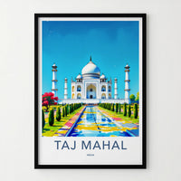 Taj Mahal Poster - India Uttar Pradesh Majestic Mausoleum Fine Art Home Decor