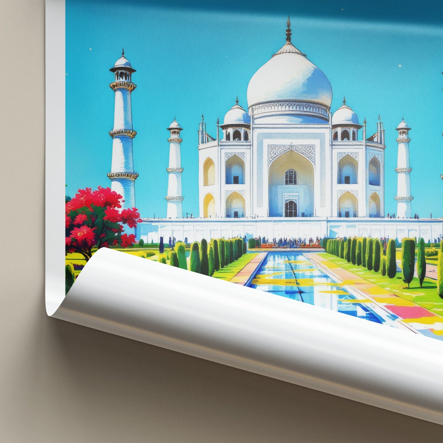 Taj Mahal Poster - India Uttar Pradesh Majestic Mausoleum Fine Art Home Decor