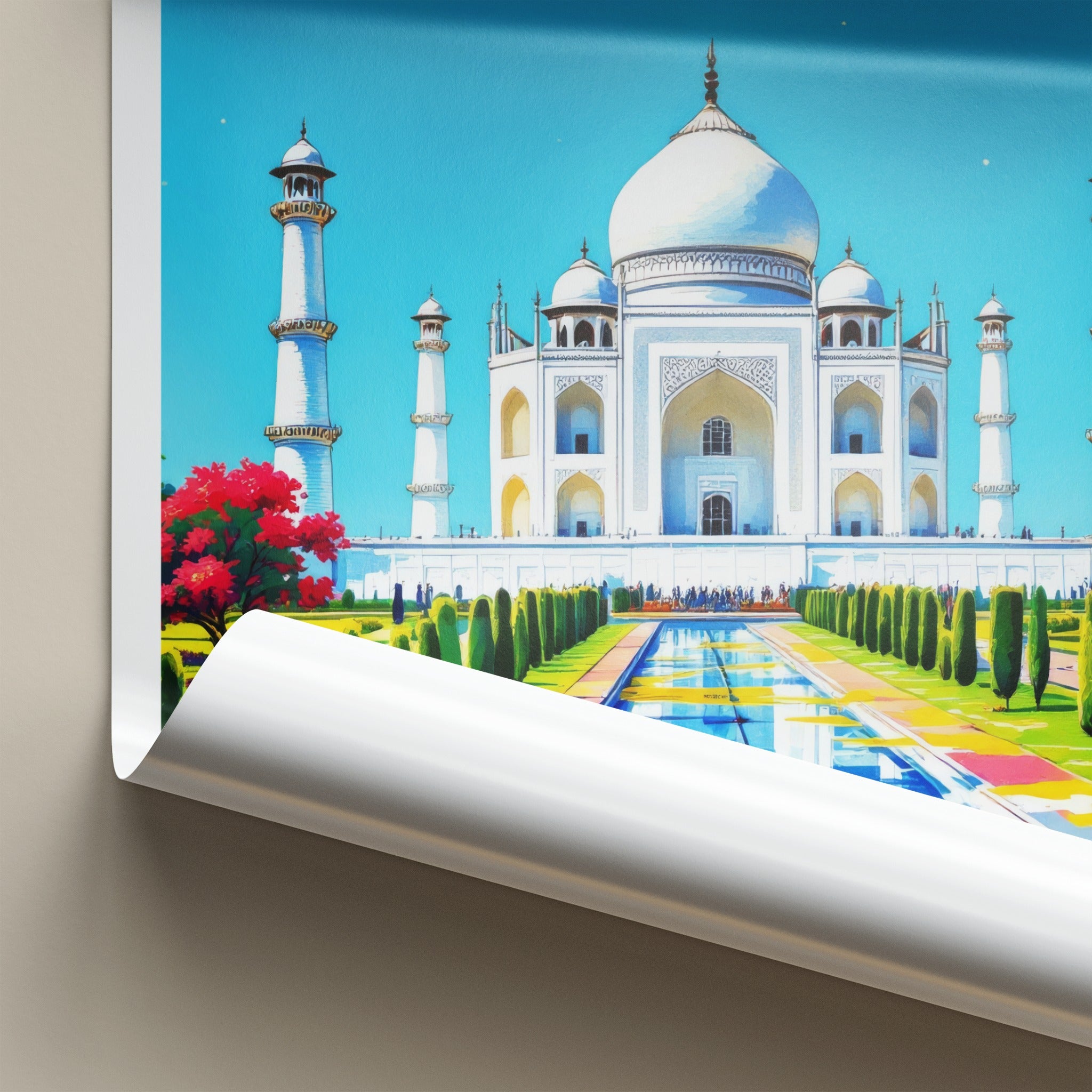 Taj Mahal Poster - India Uttar Pradesh Majestic Mausoleum Fine Art Home Decor