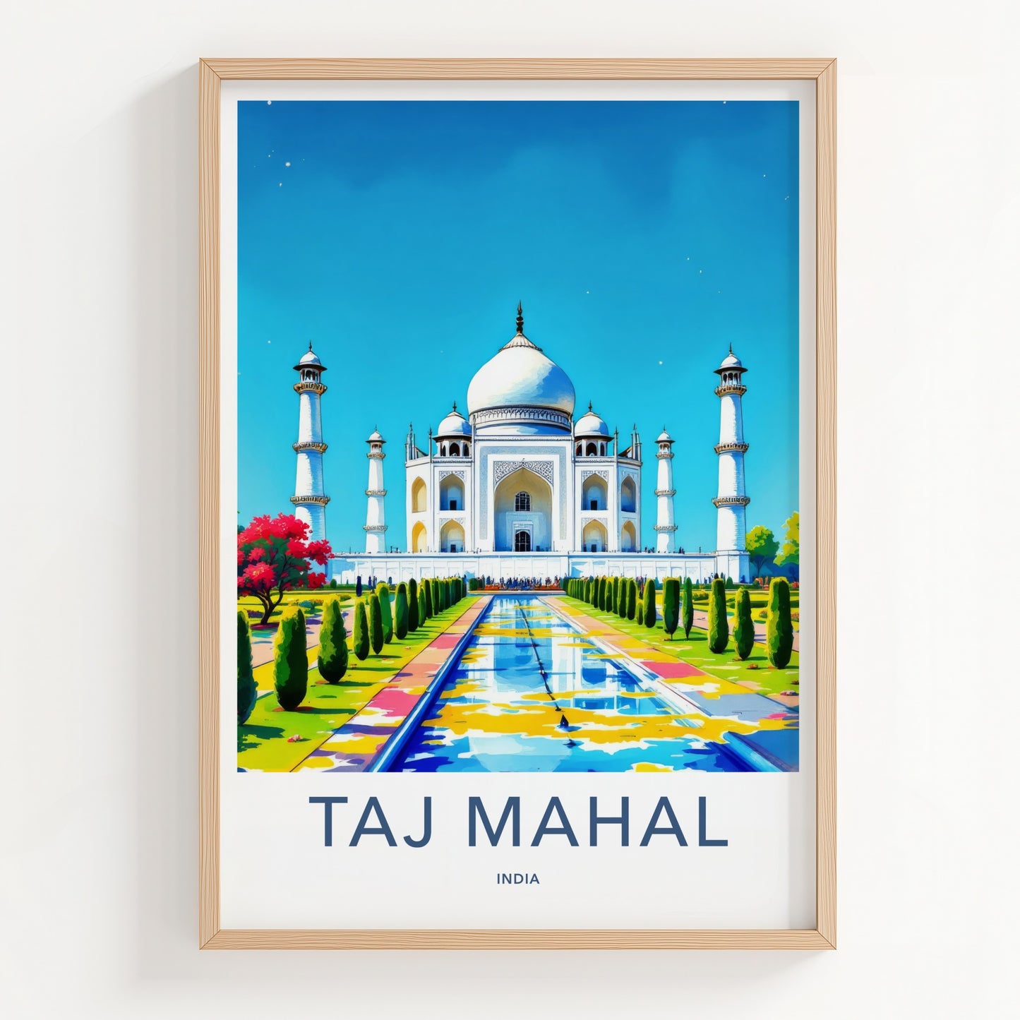 Taj Mahal Poster - India Uttar Pradesh Majestic Mausoleum Fine Art Home Decor