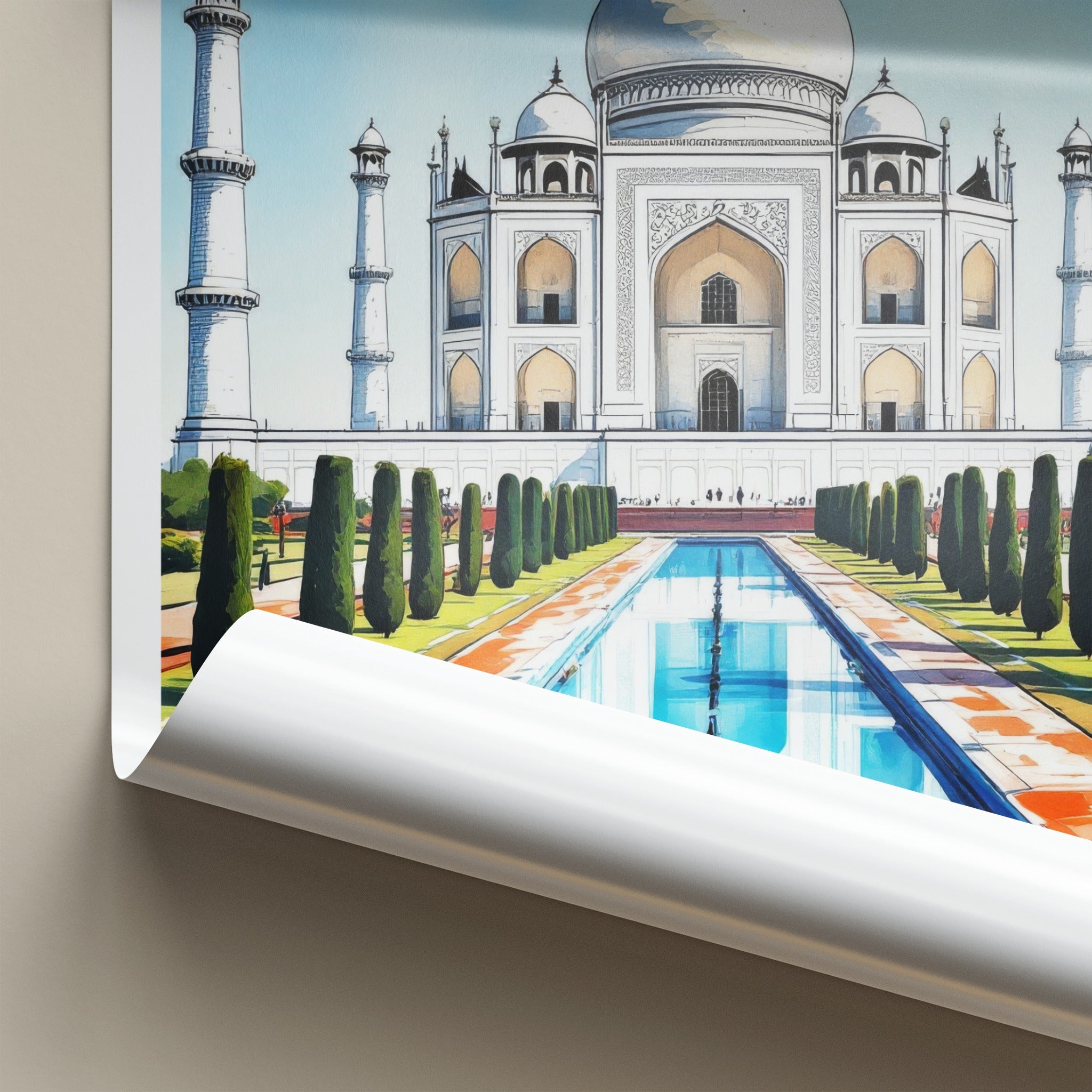 Taj Mahal Poster - India Uttar Pradesh Reflective Pool Wall Decor