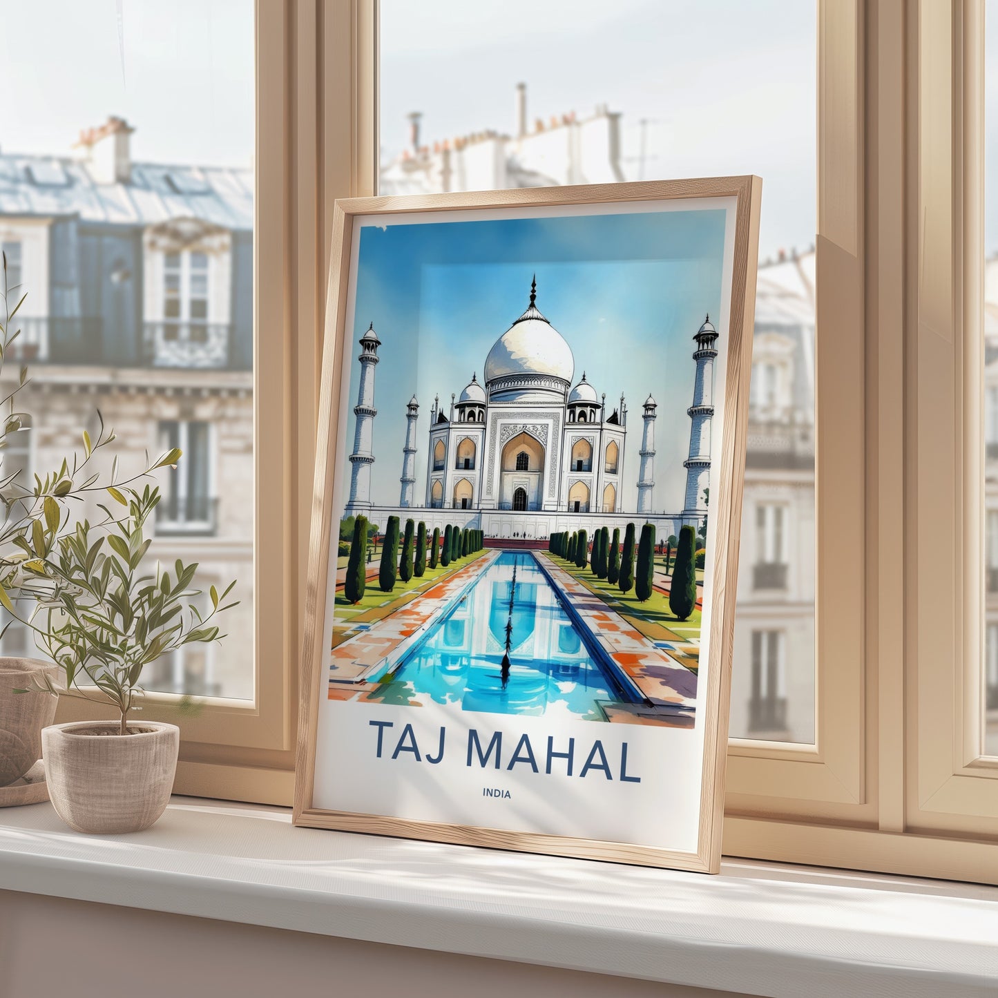 Taj Mahal Poster - India Uttar Pradesh Reflective Pool Wall Decor